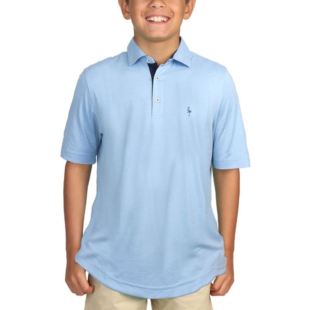 Tailorbyrd Boys  Melange Mesh Performance Polo Shirt, Blue